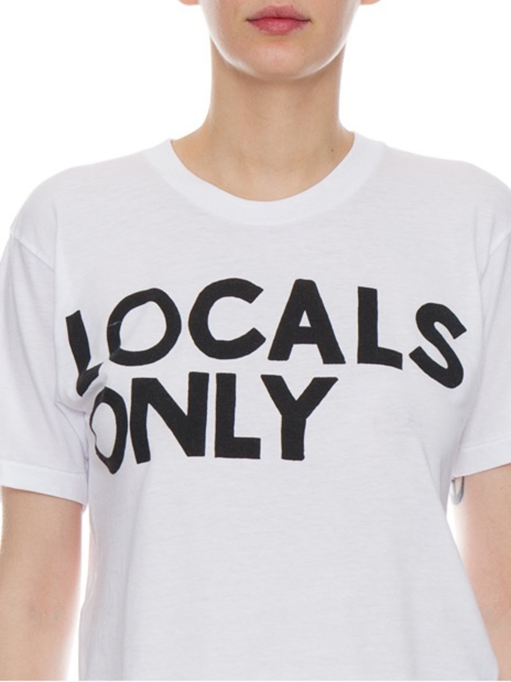 Locals Only White Crop Tee Shirt Size L
